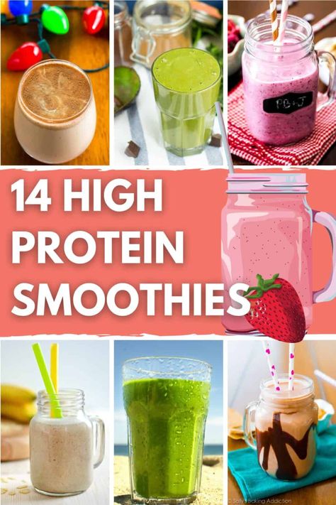 14 High Protein Smoothies (No Protein Powder) High Protien Smoothies, Loose Weight Smoothies, High Calorie Smoothies, Pre Workout Smoothie, Best Vegan Protein Powder, Best Whey Protein Powder, Dairy Free Protein, Best Whey Protein, Make Smoothies