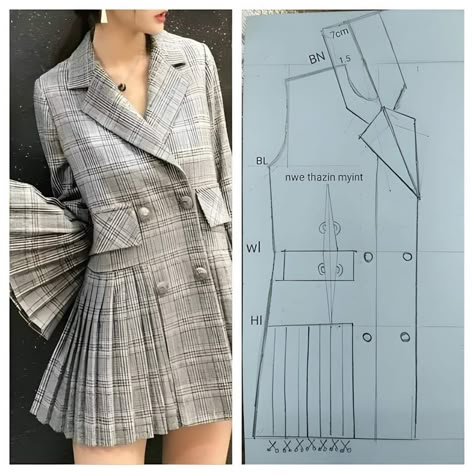 Clothing Pattern Design, Blazer Pattern, Fashion Design Patterns, Jacket Pattern Sewing, Garment Pattern, Sewing Tutorials Clothes, Couture Sewing Techniques, Digital Patterns, Blouse Pattern Sewing