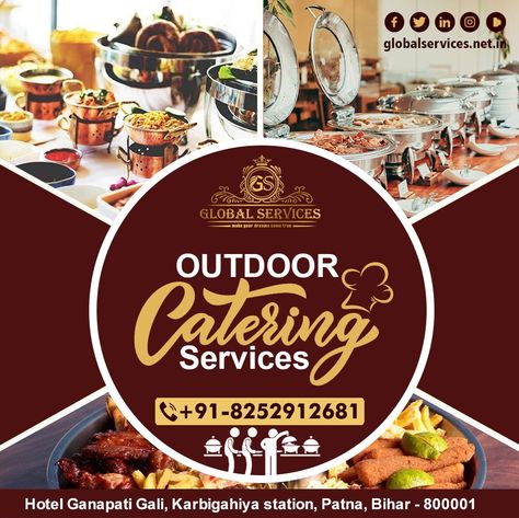 Outdoor catering service.. Call Us :- +91 8320295663/9334555918 #memorable #wedding #photographer #photography #bridal_makeup #makeup #Party #banquetes #anniversary #banquethall #thebest #ringceremony #globalservices #stayathome #staysafe #Patna #Bihar Catering Banner Design, Catering Service Creative Ads, Catering Advertising Ideas, Catering Services Poster, Catering Creative Ads, Catering Poster Design, Catering Social Media, Catering Background, Catering Poster