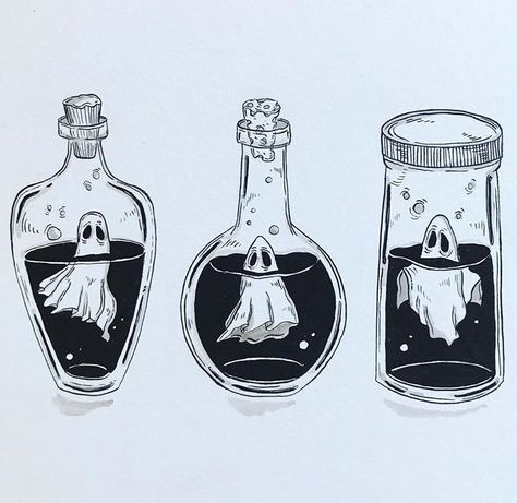 Ghost In Jar Drawing, Black Ink Drawing Illustration, Ghost Illustration Dark Art, Halloween Ink Drawings, Vampire Aesthetic Drawing, Black Ink Art Illustrations, Halloween Drawings Aesthetic, Spooky Art Drawing, Phomemo Ideas