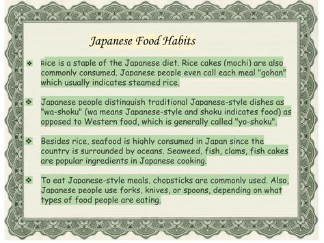 #Japanese #Food #habits,   Know, #Japanese #Culture Japanese Lifestyle Habits, Japanese Habits, Vegan Japanese Food, I Smell Good, Vegan Japanese, Japanese Diet, English Teaching Resources, Food Habits, Japanese Lifestyle