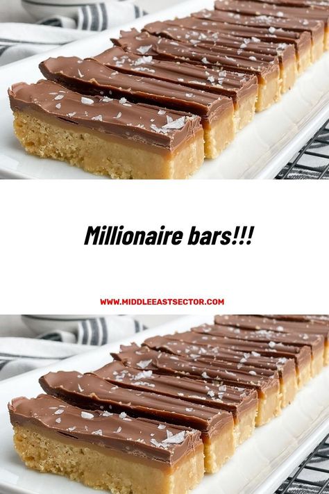 Crisp shortbread meets gooey caramel and a layer of chocolate in these decadent, crowd-pleasing millionaire bars.What’s better than homemade shortbread? The million-dollar version of shortbread: millionaire bars. They’re topped with… #bars #snack #dessert Millionaires Bar Recipe, Million Dollar Shortbread Bars, Million Dollar Bars, Caramel Chocolate Ganache, Millionaire Bars, Homemade Shortbread, Gluten Free Shortbread, Millionaire Shortbread, Gooey Caramel