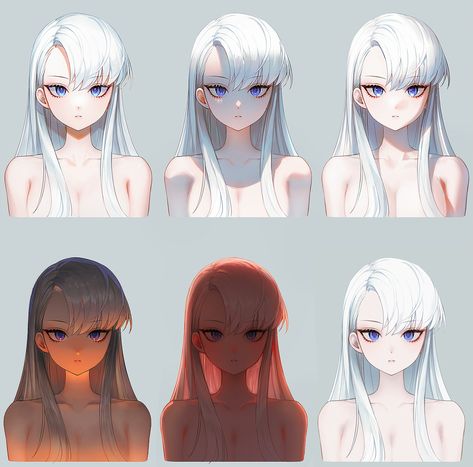 People Of Color Art, Light Effect Drawing, Back Lighting Reference, Art Hair Ideas, How To Do Digital Art, How To Color Hair Digital, Lighting Drawing Reference, Digital Art Lighting, Pose References For Drawing