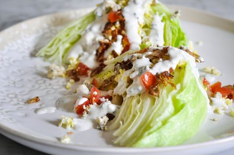 Wedge Salad Recipes, Lettuce Wedge, Wedge Salad, Blue Cheese Dressing, Refreshing Salad, Yummy Salad Recipes, Juicy Tomatoes, Dried Cherries, Dinner Salads