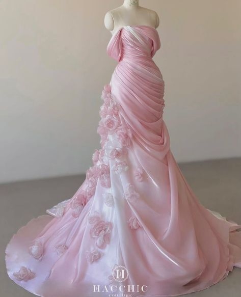 Pink Wedding Dress Aesthetic, Pink Ball Gowns Princesses, Big Busts Outfits, Light Pink Wedding Dress, Fashion Reels, Pink Designs, Pink Weddings, Dream Prom Dress, Dreamy Gowns