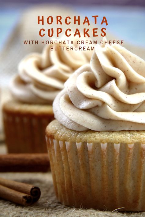 Soft, fluffy, and delicious Horchata cupcakes with Horchata Cream Cheese Buttercream. Packed with cinnamon and creamy horchata flavors! Horchata Cupcakes, Recipe With Cream Cheese, Mexican Recipe, Cream Cheese Buttercream, Mexican Dessert Recipes, Gourmet Cupcakes, Cupcake Flavors, Mexican Dessert, Whiskey Sour