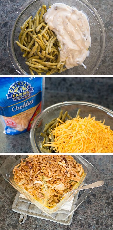 Cheesy Green Bean Casserole + 7 Make-Ahead Holiday Side Dishes to Save You Time *Great list for Thanksgiving and Christmas planning Cheesy Green Beans, Cheesy Green Bean Casserole, Christmas Side Dish Recipes, Baked Goat Cheese, Homemade Stuffing, Christmas Side, Christmas Side Dishes, Holiday Sides, Pinwheel Recipes