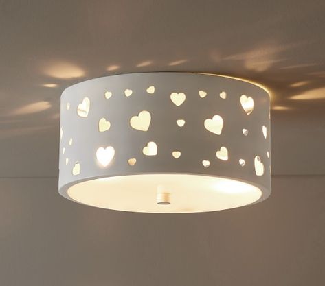 Nursery & Kids Flush Mount Lights | Pottery Barn Kids Interactive Lighting, Kids Lamps, Heart Cut Out, Flush Mount Lights, Safe Water, Lighting Guide, Metal Heart, Candelabra Bulbs, Mild Steel