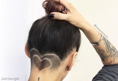 Show your edgy side with one of these sweet undercuts. Click here to get your inspiration on. Girl Undercut Design, Best Undercut Hairstyles, Undercut Ideas, Undercut Design, Hair Tattoo Designs, Girl Undercut, Undercut Bob Haircut, Undercut Hair Designs, Under Cut