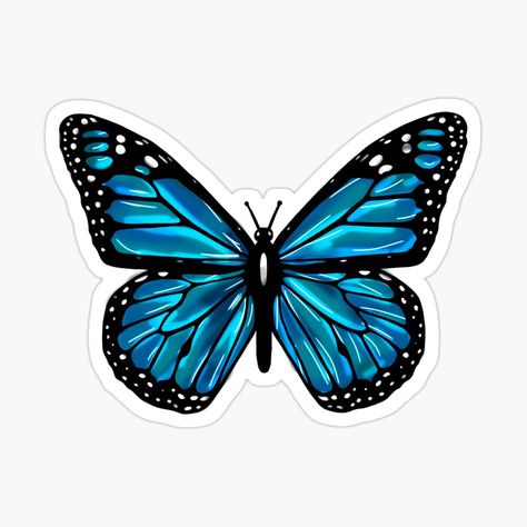 Get my art printed on awesome products. Support me at Redbubble #RBandME: https://www.redbubble.com/i/sticker/Blue-butterfly-by-MikeMeineArts/53091606.EJUG5?asc=u Cute Butterfly Stickers Printable, Blue Butterfly Clipart, Blue Butterfly Design, Blue Butterfly Stickers Printable, Butterfly To Print, Butterfly For Print, Blue Printable Stickers, Blue Stickers Printable, Aesthetic Butterfly Stickers