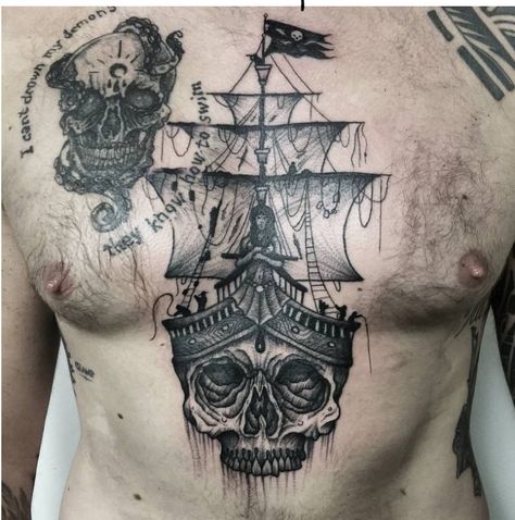 Van Tattoo, Pirate Tattoos, Alex Tattoo, Pirate Ship Tattoos, Pirate Ship Tattoo, Enough Tattoo, Men's Tattoos, Abstract Tattoo Designs, Pirate Tattoo