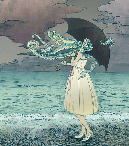 Rainy day Kelly Mckernan, Chris Riddell, Octopus Art, Norman Rockwell, Editorial Illustration, Cthulhu, Art Plastique, Artsy Fartsy, Kirby