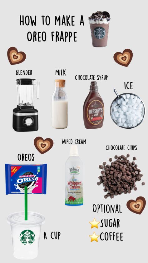 How to make a Starbucks Oreo frappe Oreo Frappe Recipe, Starbucks Frappe Recipe, Oreo Frappe, Frappe Recipe, Starbucks Drinks, Frappe, Oreo, Baking, Drinks