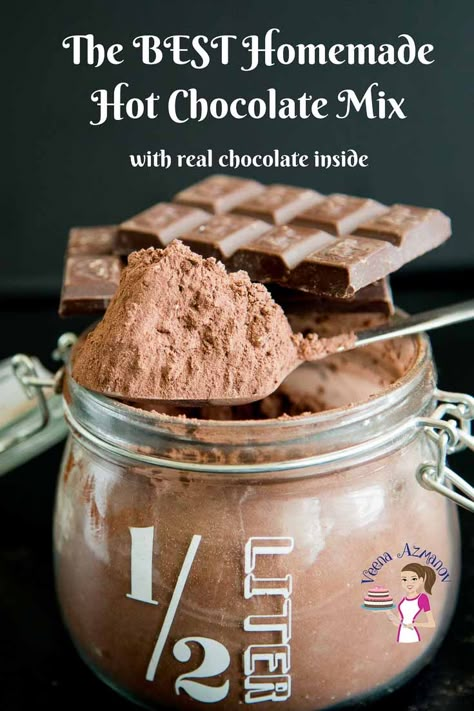 Best Homemade Hot Chocolate, Protein Hot Chocolate, Hot Cocoa Mix Recipe, Hot Chocolate Mix Recipe, Mix In A Jar, Homemade Hot Chocolate Mix, Homemade Dry Mixes, Diy Hot Chocolate, Homemade Hot Cocoa