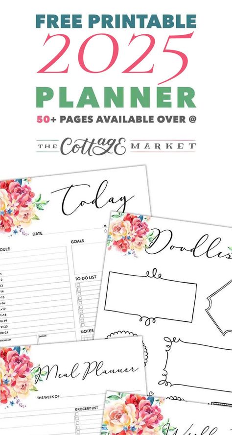 Vintage Planner Printables Free, Free Planner Pages Printables, Happy Planner Mini Printables Free, Happy Planner Recipe Book Ideas, 2025 Planner Printable Free, Free Yearly Planner Printable, 2025 Planner Template, 2025 Planner Printable, Happy Planner Currently Page Ideas