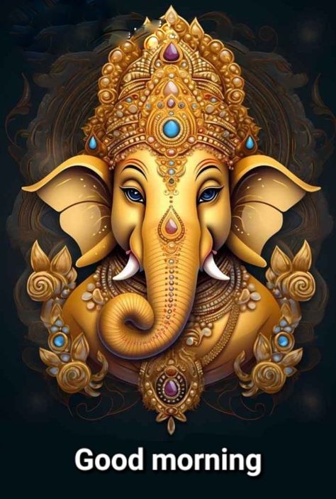 Good Morning Ganesh Ji, Beautiful Ganesha Pictures, Ganapathi Images, Diwali Animation, Nice Good Morning Images, Good Night Friends Images, Happy Good Morning Images, Good Morning Msg, Good Morning Love Gif