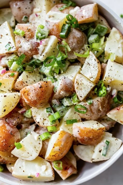 Bbq Potato Salad, Red Potato Salad Recipe, Baby Potato, Homemade Potato Salads, Bbq Potatoes, Red Potato Salad, Red Potato, Baby Red Potatoes, Bacon Potato Salad