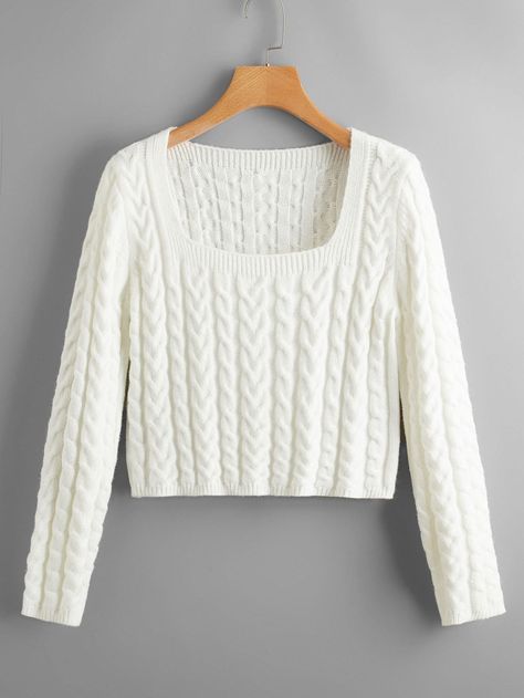 White Casual  Long Sleeve Acrylic Plain Pullovers Embellished Non-Stretch Fall/Winter Women Knitwear Woolen Top Design Winter, Ladies Blouses And Tops, Woolen Sweater Design, Top Designs For Women, Woolen Tops, Ladies Blouses, Crochet Top Outfit, Pattern Outfits, Wool Sweaters Womens