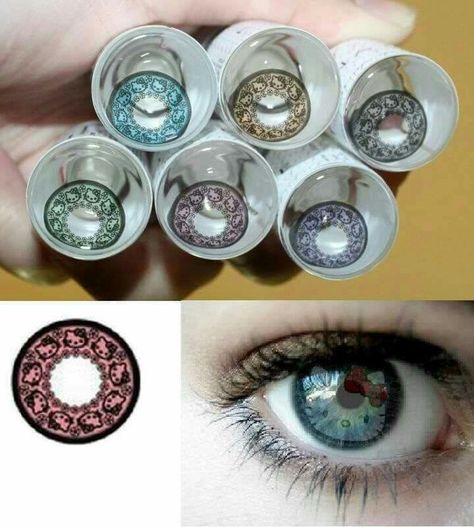 Hello Kitty Contacts, Bloxburg Bedroom Ideas, Cool Contacts, Shimmery Makeup, Bloxburg Bedroom, Color Contacts, I Love Hello Kitty, Charmmy Kitty, Circle Lenses