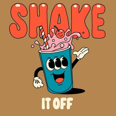 Shake Illustration, Milkshake Art, Milkshake Cartoon, Yeye Weller, Milkshake Design, Shake Logo, Milkshake Illustration, Milkshake Bar, Happy Coffee