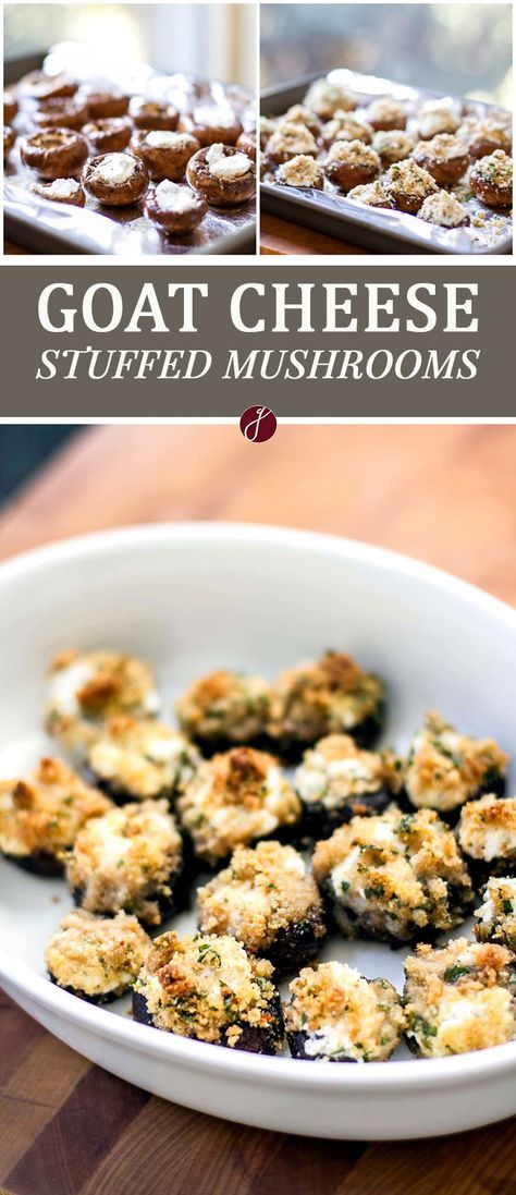 Goat Cheese Stuffed Mushrooms, Metabolic Recipes, Mushrooms Stuffed, Stuffed Mushrooms Easy, Cheese Stuffed Mushrooms, Goat Cheese Recipes, Stuffed Mushroom, Meatless Recipes, Steak Sandwich