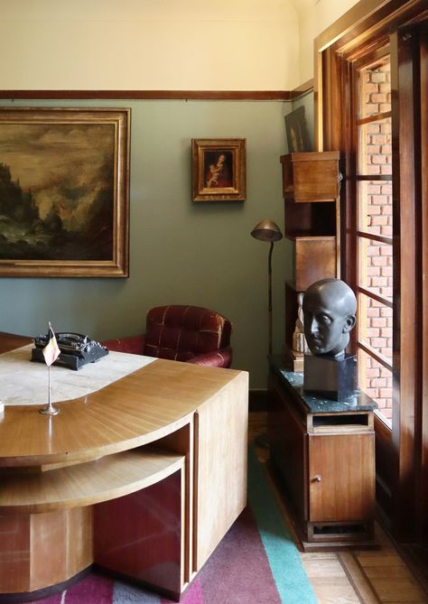 Exploring the Art Deco interiors of the Van Buuren Museum | THE WORLD OF INTERIORS Art Deco Study, Art Deco Interiors, Art Deco House, Deco Interiors, Deco House, Art Deco Desk, The World Of Interiors, Streamline Moderne, Art Deco Home