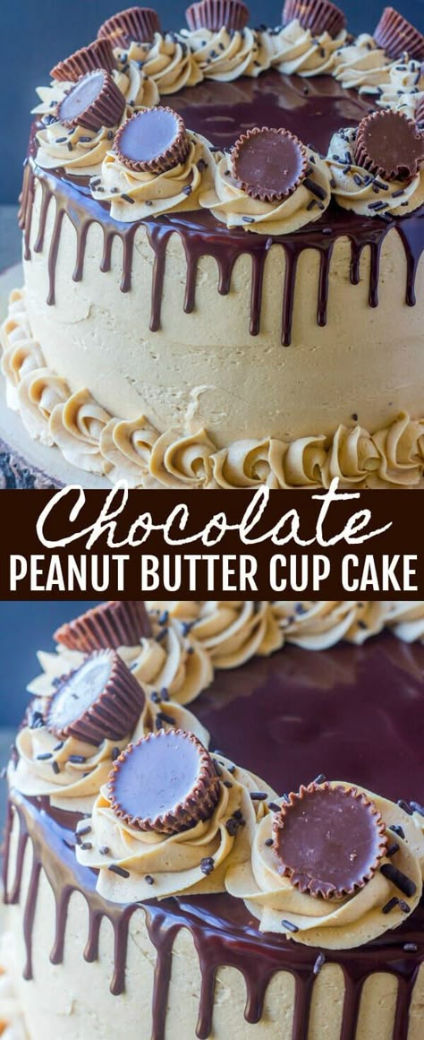 Chocolate Peanut Butter Cup Cake {Peanut Butter Chocolate Heaven} cake/peanut butter/chocolate Layers of chocolate and peanut butter make this Chocolate Peanut Butter Cup Cake a seriously tasty indulgent cake, perfect for any occasion! Reese Cake, Reeces Cake, Peanut Butter Layer Cake, Heaven Cake, Reeses Cake, Peanut Butter Cupcakes, Chocolate Peanut Butter Cake, Butter Cupcakes, Sweet Temptation