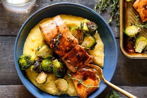 sheet pan hot honey balsamic salmon Honey Balsamic Salmon, One Pan Fish Dinner, Sheet Pan Fish, Hot Honey Salmon, Hot Honey Sauce, Balsamic Salmon, Honey Balsamic, Honey Sauce, Hot Honey