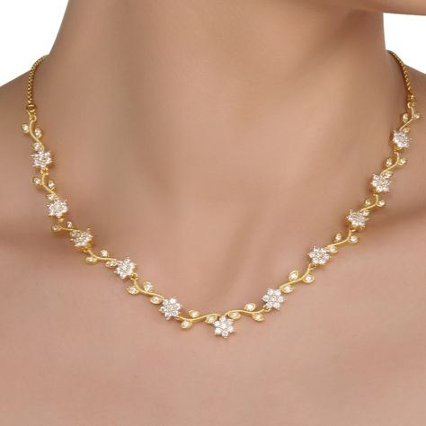 Necklace Simple Design, Simple Diamond Necklace Designs, Beautiful Gold Necklace Bridal Jewelry, Light Necklace Designs, Fancy Necklace Gold, Wedding Necklaces For Bride Gold, Neckless Gold Jewelry, Gold Necklace Set Simple, Simple Gold Necklace Designs