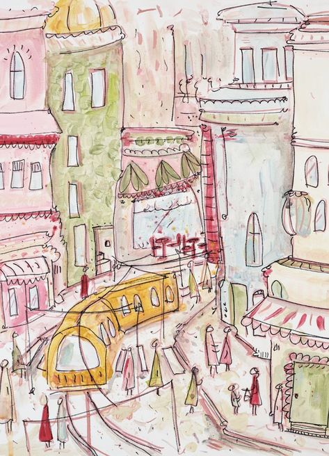 City motives- Print - Prints - Nike Adawi Nike Adawi Art, Nike Adawi, Scandinavian Watercolor, Stockholm Poster, Nyc Drawing, Parisian Art, Watercolor Architecture, Dorm Posters, Art Journal Therapy