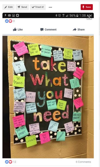 Take What You Need - Inspiration Bulletin Board Ideas Take What You Need Board, Motivational Bulletin Boards, Inspirational Bulletin Boards, Office Bulletin Boards, Teacher Morale, Work Bulletin Boards, Teachers Lounge, Staff Motivation, Take What You Need