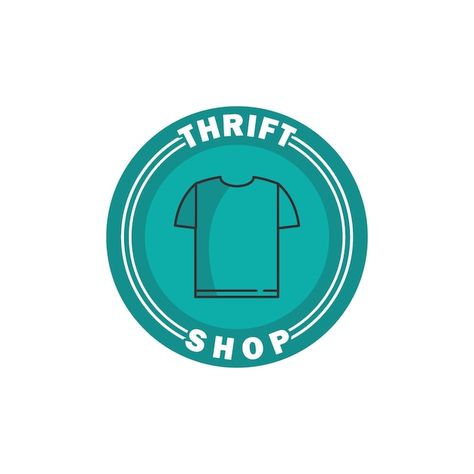 Thrift shop logo badge label stamp circl... | Premium Vector #Freepik #vector #clothes-hanger #hanger #clothes-rack #shirt-label Logo Thrift Shop, Thrift Shop Logo, Thrift Logo, Vector Clothes, Hanger Clothes, Shirt Label, Thrift Shop, Logo Badge, Heart Tree