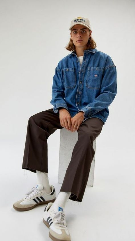 Denim Polo Men Outfit, White Denim Outfit Men, Dickies Outfit, Japanese Workwear, Spiritual Fashion, Masc Fashion, Jeremy Allen White, Guys Clothing Styles, Mens Outfit Inspiration