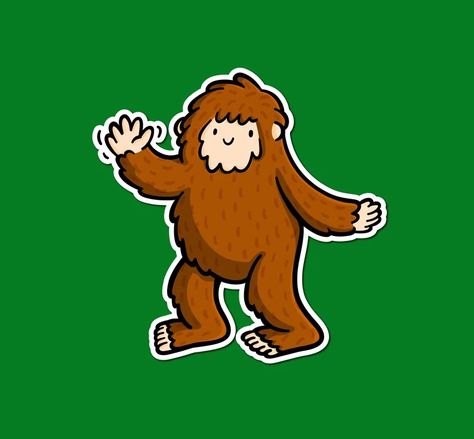 Sasquatch Vinyl Sticker Bigfoot Sticker Waterproof Sticker Kawaii Cryptids Mythical Beasts Weatherproof Sticker Squatching - Etsy Bigfoot Art Illustration, Cute Sasquatch, Bigfoot Sticker, Preschool Movement, Cute Bigfoot, Bigfoot Illustration, Treasure Hunt Map, Anime Logo, Bigfoot Art