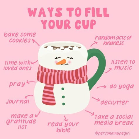 Winter Self Care, Health Bulletin Boards, Fill Your Cup, Christmas Posts, Interactive Posts, Wellness Wednesday, Holiday Quotes, Social Media Engagement, December 22