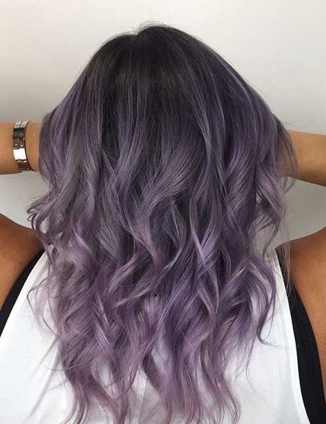 20 Lovely Lavender Ombre Hair Color Ideas Lavender Ombre Hair, Lavender Hair Ombre, Lavender Ombre, Ombre Hair Color Ideas, Nails Grey, Lavender Hair Colors, 2019 Nails, Purple Ombre Hair, Brown Ombre Hair