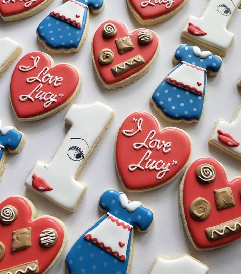 Lisette Cookie Studio on Instagram: “Baby Lucy's first birthday! #ilovelucy . . . #cookies #cookiesofinstagram #cookiesofig #sugarcookies #sugarcookiesofinstagram…” I Love Lucy Cookies, I Love Lucy First Birthday, I Love Lucy Birthday Party, I Love Lucy Party, Bday Cookies, Lucy Birthday, Lucy Ball, Adult Tea Party, Party Pooper