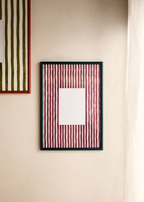 Wooden frame lines medium - Home | MANGO USA Striped Background, Frame Sizes, Made Of Wood, Photo Frames, Wooden Frame, Wooden Frames, Mango, Nursery, The Originals