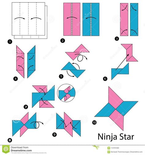 Origami Ninja Star Step By Step, Ninja Star Origami, Paper Ninja Stars, Origami Easy Step By Step, Basic Origami, Origami Tattoo, Origami Tutorial Easy, Origami Step By Step, Kids Origami