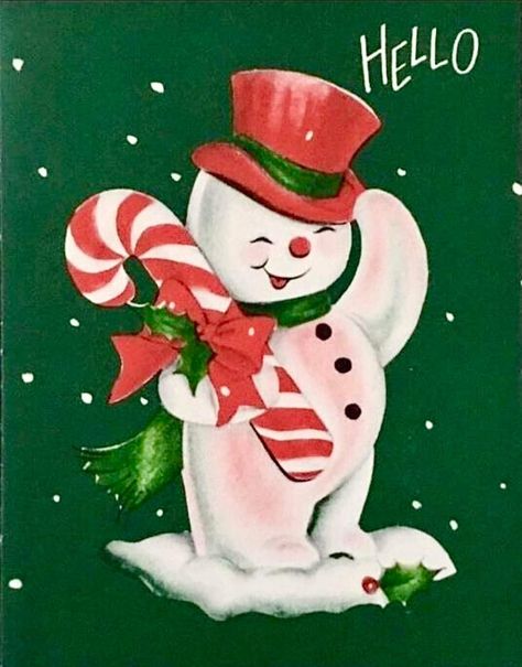 Vintage Snowman Images, Candy Cane Art, Giant Candy Cane, Hello Cute, Vintage Snowman, Japan Illustration, Giant Candy, Christmas Illustrations, Vintage Christmas Images