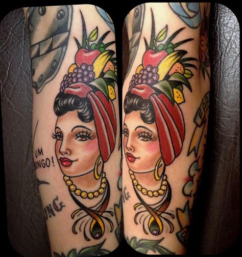 Tattoo by Rose Hardy Rose Hardy, Lady Tattoo, Traditional Style Tattoo, Tattoo Old School, New Tattoo Designs, Skeleton Hand Tattoo, Carmen Miranda, Traditional Tattoo Art, Old Tattoos