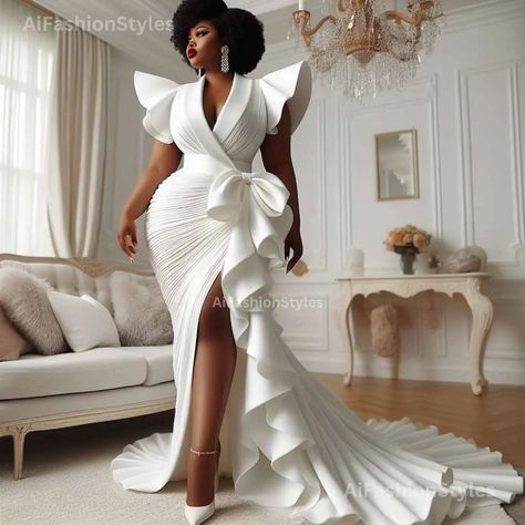 Elevate your wardrobe to new heights of elegance with @aifashionstyles style inspirations. Hit the follow button for more and turn on post notifications for any update. White Material Gown Styles, White Material Gown Styles For Ladies, Material Gown Styles For Ladies, White Gown Dress, Creative Dress, Gorgeous Bridesmaid Dresses, Afrocentric Fashion, Church Attire, Classy Gowns