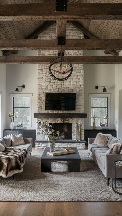 Transform your interiors with chic decor ideas and the latest trends. Find elegant solutions and luxe inspirations to enhance your space. #HomeInspiration #TrendyDesign #LuxeDecor White Brick Wall Interior, Room Western, Grey Stone Fireplace, Luxe Home Decor, Brick Interior Wall, Luxe Home, Day Room, Luxe Decor, White Brick