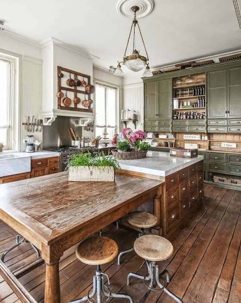 40 Unbelievable Rustic Kitchen Design Ideas To Steal Dapur Rustic, Model Dapur, Rustic Country Kitchens, Farmhouse Kitchen Island, Rustic Kitchen Design, Rustic Kitchen Decor, Kitchen Decorating, Modern Farmhouse Kitchens, Farmhouse Kitchen Decor