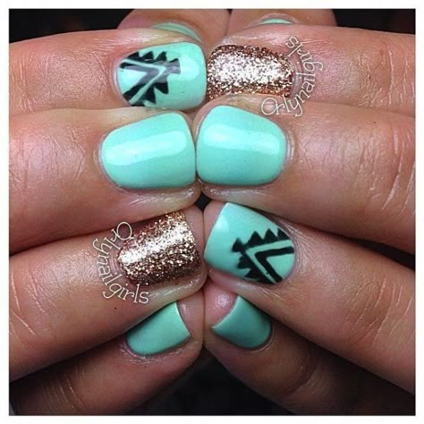 Wait Till You See These 44 Tribal Nail Art Patterns ... Aztec Nails, Western Nails, Turquoise Nails, Nagel Tips, Get Nails, I Love Nails, Nails And Makeup, Makati, Cute Nail Designs