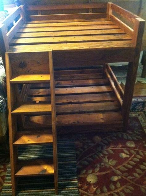 Diy Dog Cage, Pallet Bunk Beds, Dog Bunk Beds, Pet Diy Projects, Doggie Beds, Diy Dog Beds, Dog Bed Ideas, Dog Bedroom, Bunk Bed Plans