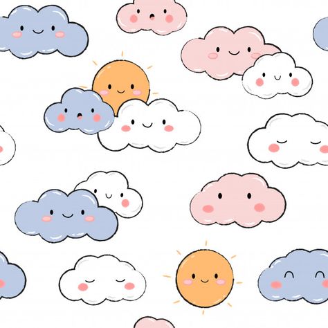 Kawaii Weather, Sun Cartoon, Cute Sky, Desktop Wallpaper Organizer, Cartoon Doodle, Color Cartoon, Wallpaper Doodle, Cute Wallpapers Quotes, Cloud Drawing