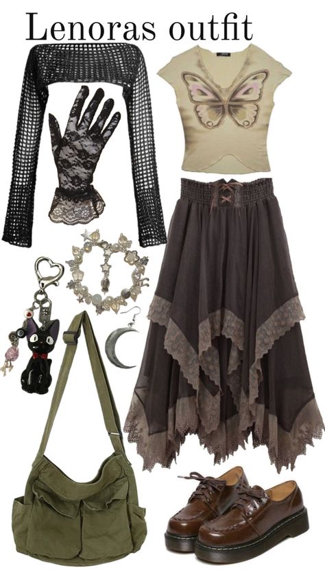 Fairy Core Aesthetic Outfits Grunge, Fairy Outfit Inspiration, Earth Goth Aesthetic, Fairycore Skirt Outfit, Fairy Punk Aesthetic, Fairy Grunge Outfit Skirt, Faerie Grunge Outfits, Butterfly Core Outfits, Winter Fairy Aesthetic Outfits