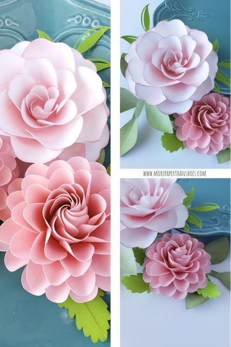 Diy Crepes, Free Paper Flower Templates, Cricut Flowers, Paper Flowers Diy Easy, Paper Flower Templates, Paper Flower Patterns, Shabby Chic Flowers, Fleurs Diy, Easy Paper Flowers