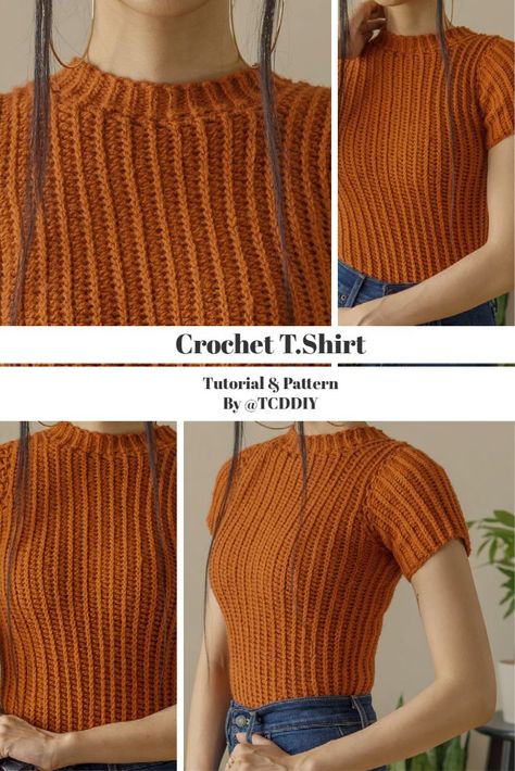 Click here to follow along with our video tutorial to create your very own basic t shirt! 💖 Be sure to follow on YouTube, Instagram and check out my Etsy @TCDDIY Gilet Crochet, Crochet T Shirts, Mode Crochet, Crochet Clothing And Accessories, Crochet Fashion Patterns, Youtube Instagram, Crochet Clothes Patterns, Crochet Shirt, Crochet Top Pattern